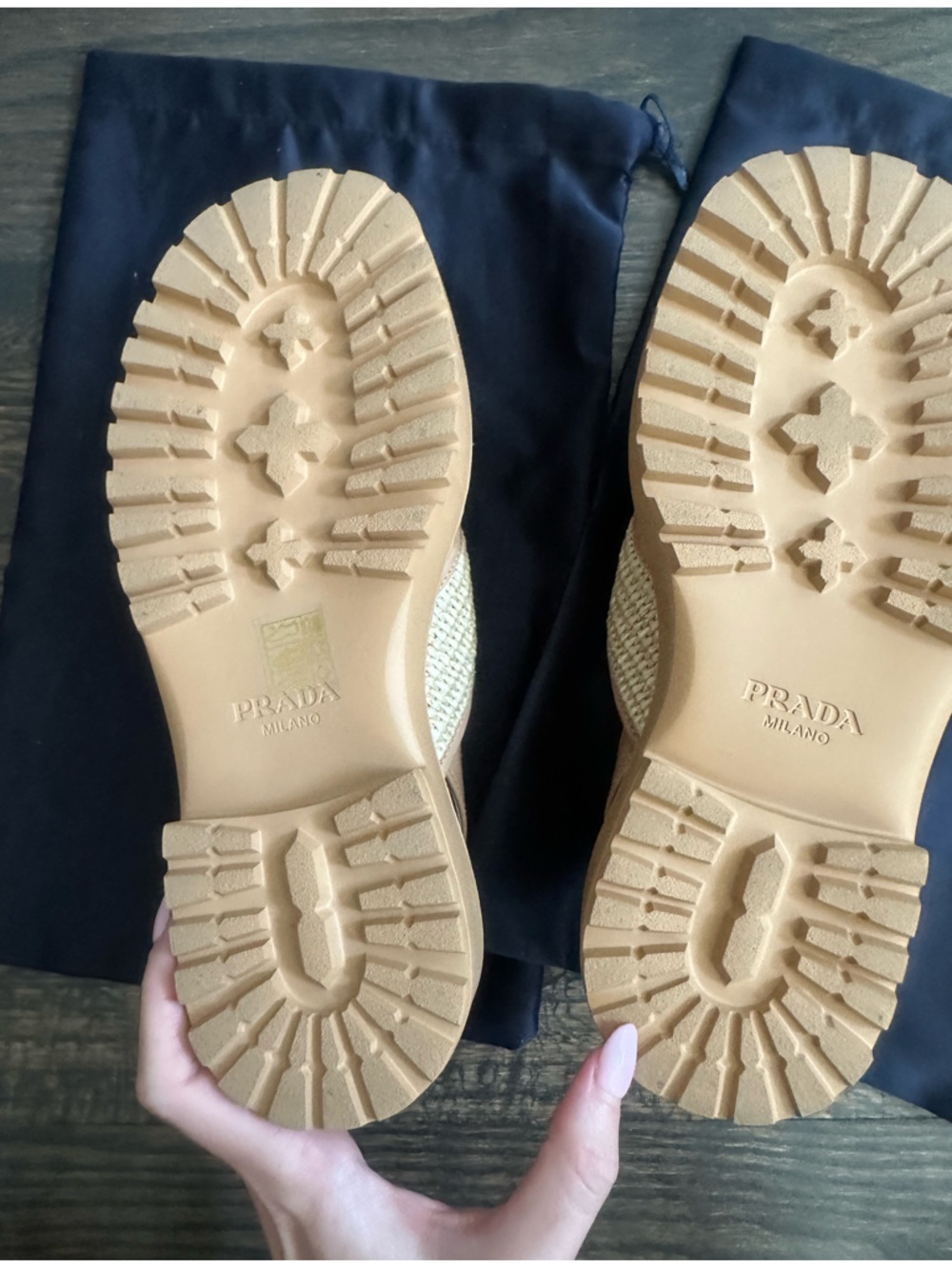Prada Cream and Tan Raffia Platform Sandals - new in box - Picture 15 of 15